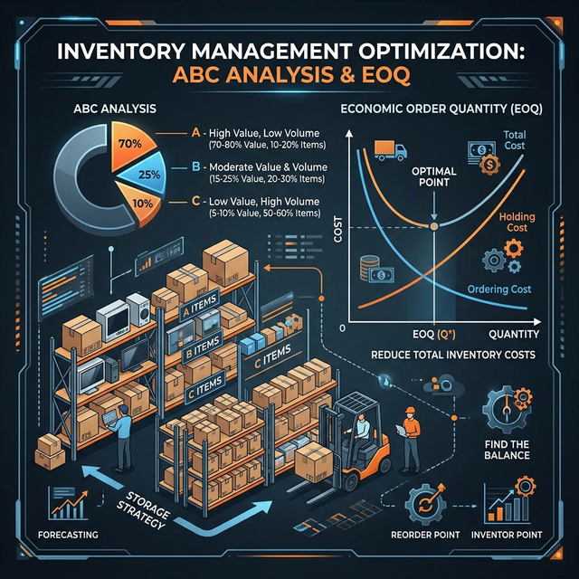 ABC analizi ve EOQ eğrisi ile envanter yönetimi görseli