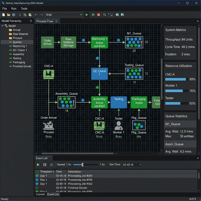 gelişmiş bir simülasyon yazılımı simülasyon yazılımı ve süreç akış modeli